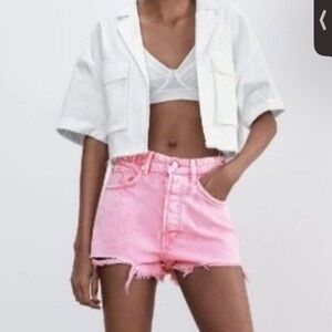 Women's Peach Distressed Shorts